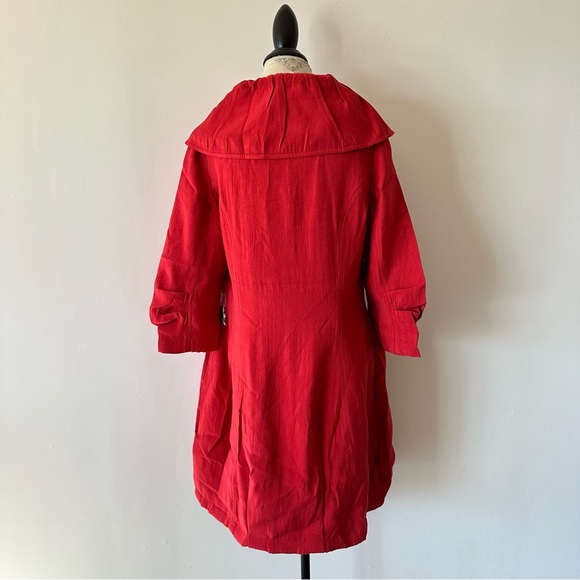 NWT Red Collared Long Peacoat Large - Picture 6 of 12